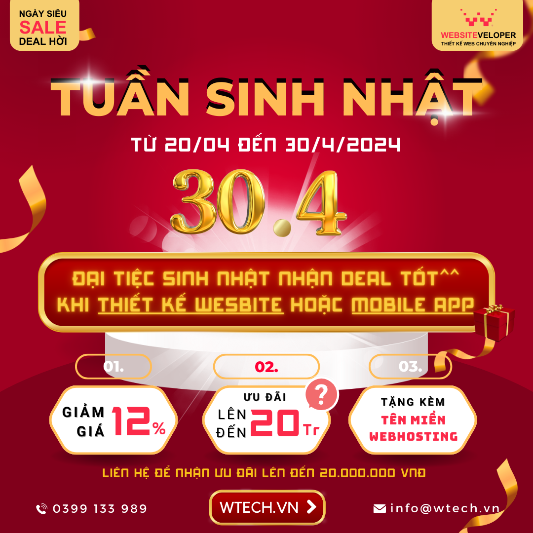 Đón chào tuần sinh nhật 3 năm của Công ty TNHH Websiteveloper Nhận Deal Hời^^