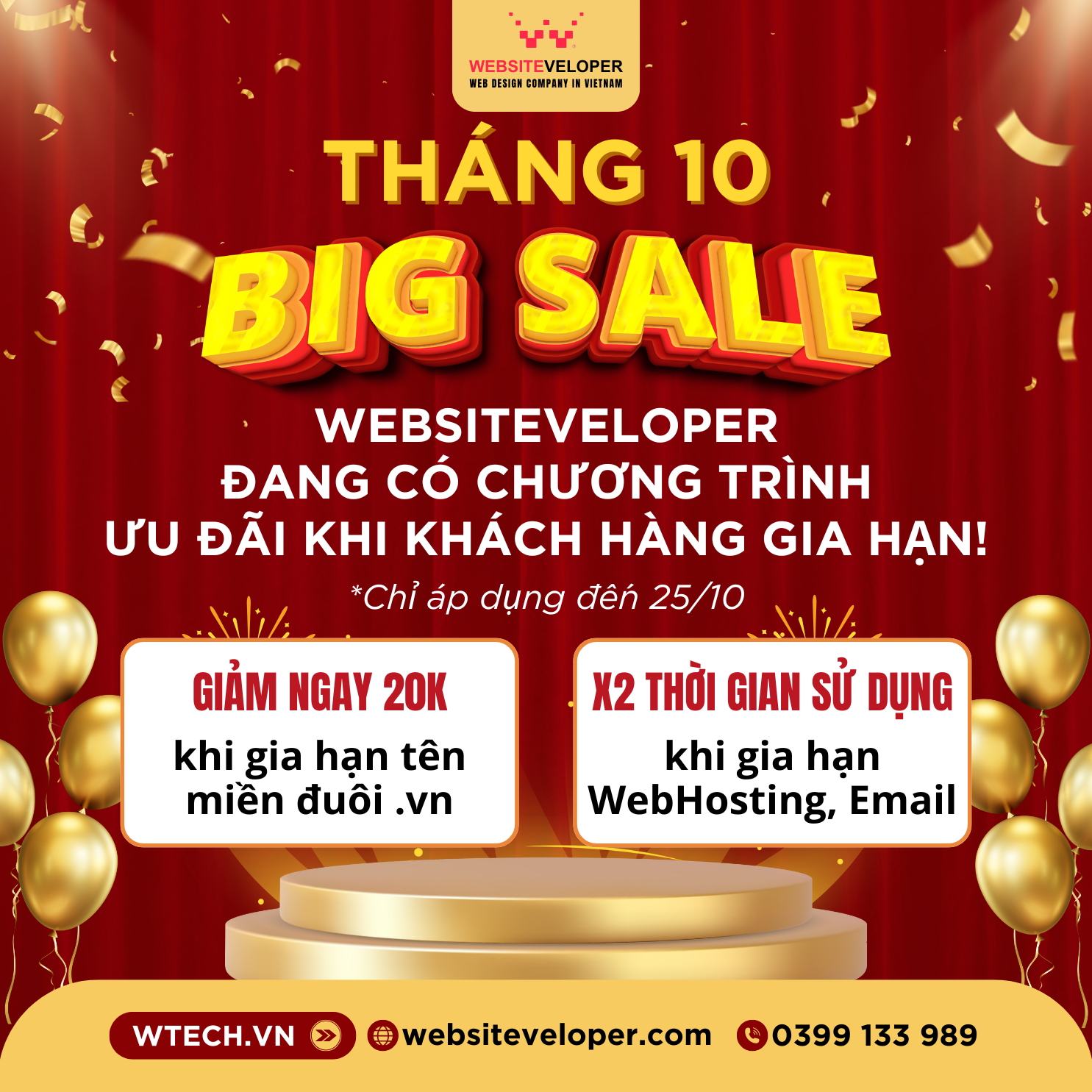 Chương Trình Ưu Đãi Đặc Biệt Khi GIA HẠN Dịch Vụ Tên miền và WebHosting Tại Websiteveloper - Chỉ Đến 25/10! 4 Chương Trình Ưu Đãi Đặc Biệt Khi GIA HẠN Dịch Vụ Tại Websiteveloper - Chỉ Đến 25/10!